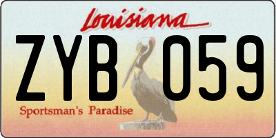 LA license plate ZYB059