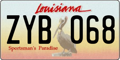 LA license plate ZYB068