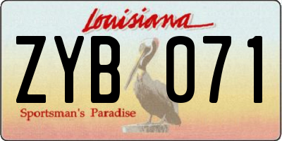 LA license plate ZYB071