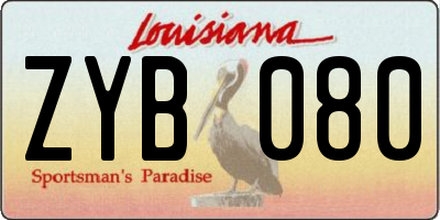 LA license plate ZYB080