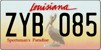 LA license plate ZYB085