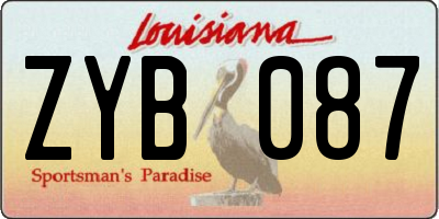 LA license plate ZYB087