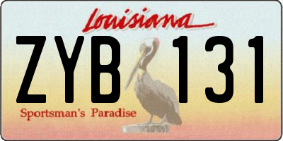 LA license plate ZYB131