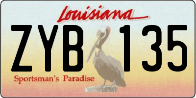 LA license plate ZYB135