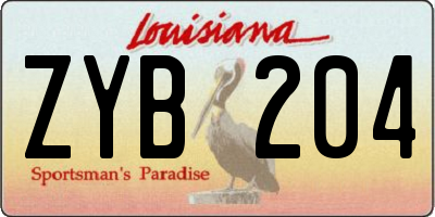 LA license plate ZYB204