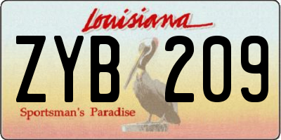 LA license plate ZYB209