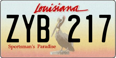 LA license plate ZYB217
