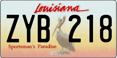 LA license plate ZYB218
