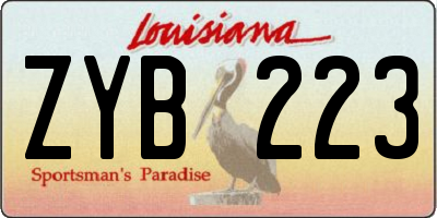 LA license plate ZYB223