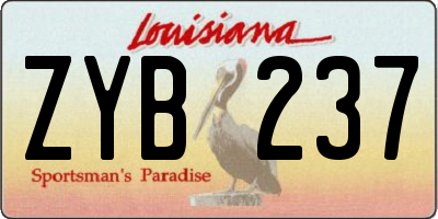 LA license plate ZYB237