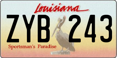 LA license plate ZYB243