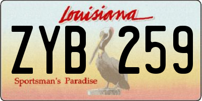 LA license plate ZYB259