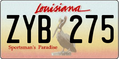 LA license plate ZYB275