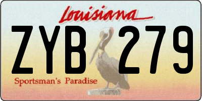LA license plate ZYB279