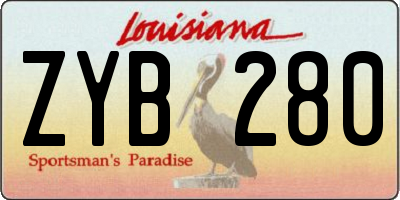 LA license plate ZYB280