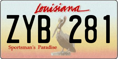 LA license plate ZYB281