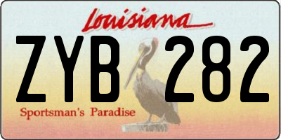 LA license plate ZYB282