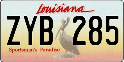 LA license plate ZYB285