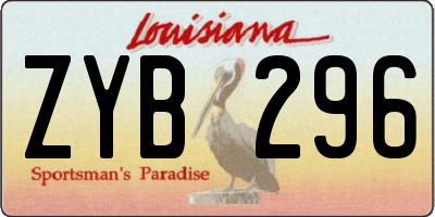 LA license plate ZYB296