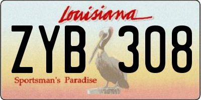 LA license plate ZYB308