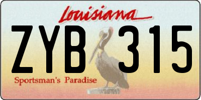 LA license plate ZYB315