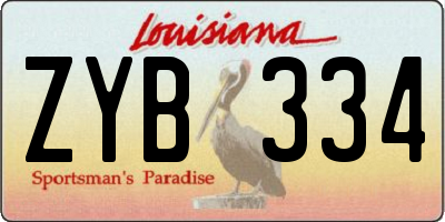 LA license plate ZYB334