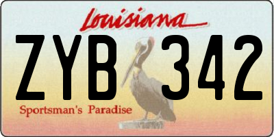 LA license plate ZYB342