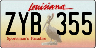 LA license plate ZYB355