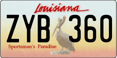 LA license plate ZYB360