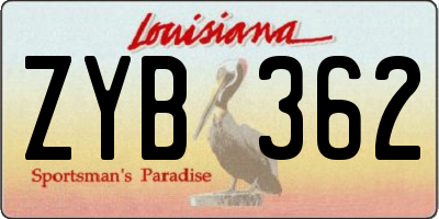 LA license plate ZYB362