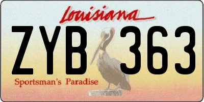 LA license plate ZYB363