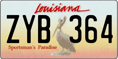 LA license plate ZYB364