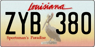 LA license plate ZYB380