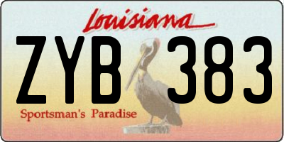 LA license plate ZYB383