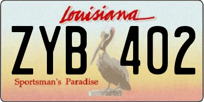 LA license plate ZYB402