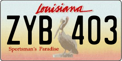 LA license plate ZYB403