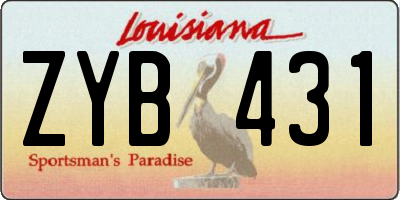 LA license plate ZYB431