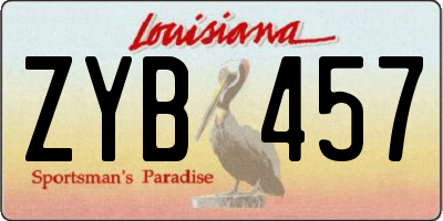 LA license plate ZYB457