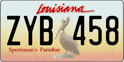 LA license plate ZYB458