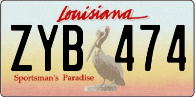 LA license plate ZYB474