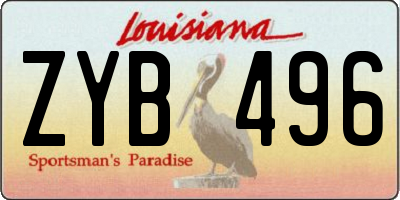 LA license plate ZYB496