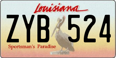 LA license plate ZYB524