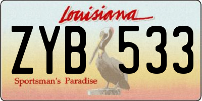 LA license plate ZYB533