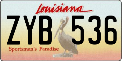 LA license plate ZYB536