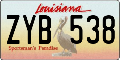 LA license plate ZYB538