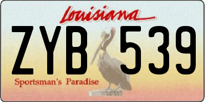 LA license plate ZYB539