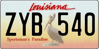 LA license plate ZYB540