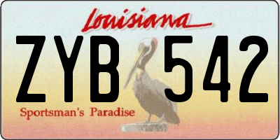 LA license plate ZYB542