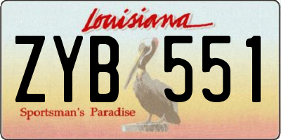 LA license plate ZYB551