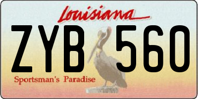 LA license plate ZYB560